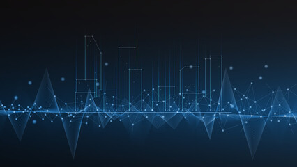 cityscape technology background concept. city space bright glowing neon, data blue line circle lights, technology Abstract, vector. city for tech, web banner, web site, communication, transformation.