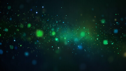 Fototapeta premium a blurry image of a green and blue background with small stars. Colorful stars background. Green and orange colored stars
