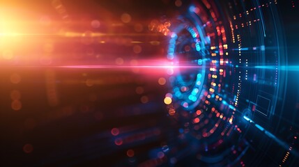 Fototapeta premium Abstract digital background with glowing green light and dramatic lighting effect.