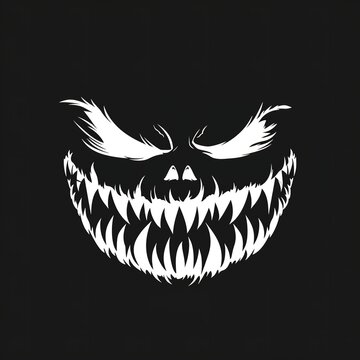 Sinister grinning face illustration for Halloween