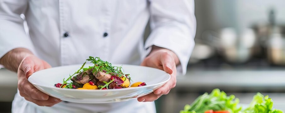 Hotel chef creating a customized menu for guests, hotel service, culinary artistry
