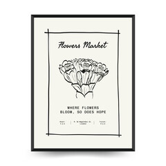 Abstract floral posters template. Modern trendy minimal style. Hand drawn design for wallpaper, wall decor, print, postcard, cover, template, banner. 
