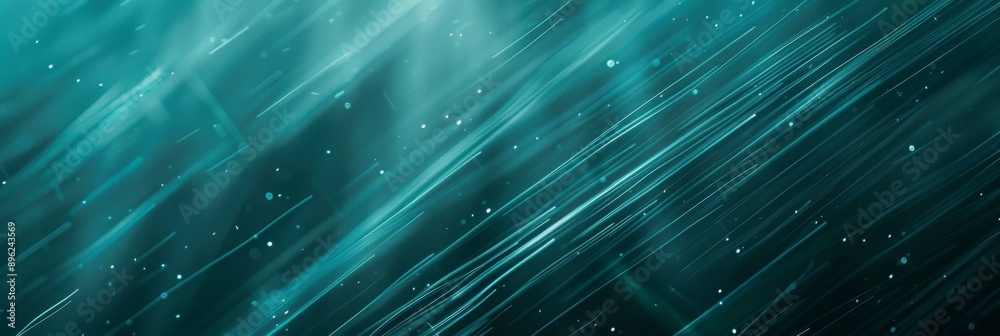 Poster a soft teal gradient background with diagonal lines and floating specks
