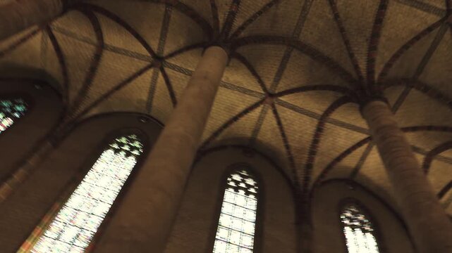 TOULOUSE, FRANCE - MARCH 20 2018: Church of Jacobins is a deconsecrated Roman Catholic church located. Relics of Thomas Aquinas are housed there. Southern Gothic architecture.