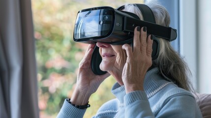 Obraz premium A virtual reality therapy program helping patients overcome phobias and manage stress through immersive experiences.