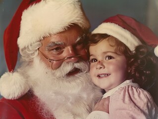 Obraz premium Santa Claus with happy baby in winter clothing