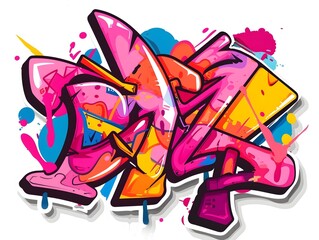 Vibrant Graffiti Inspired Sticker Design   Stylish Streetwear Artwork with Abstract Patterns and Shapes