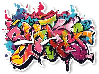 Fototapeta premium Vibrant Graffiti Inspired Sticker Design for Trendy Streetwear