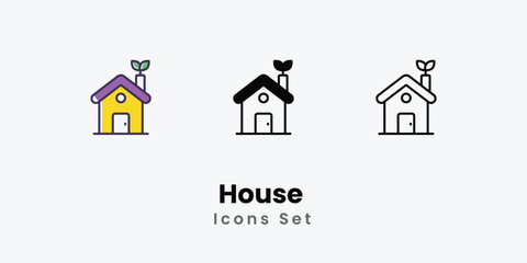 House Icons thin line and glyph vector icon stock illustration 