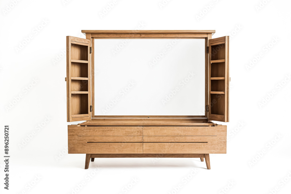 Sticker Wooden cabinet with mirror and drawers