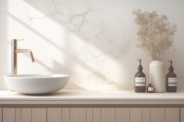 modern bowl washbasin  in bathroom on panel wall for luxury beauty in bathroom