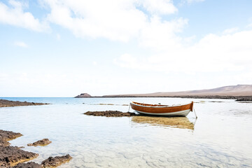 Wooden boat on a calm sea