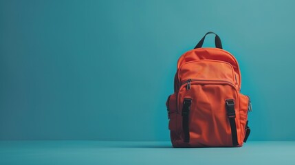 School bag. Backpack on Blue Background