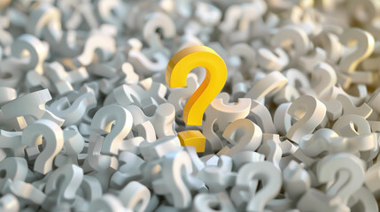 Yellow question mark standing out among white question marks