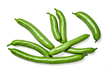 Green Peppers on White Background