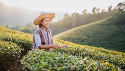 a lady working on tea farm