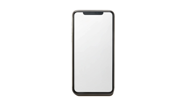 Blank Smartphone Screen for Custom Design Ideal for Mockups, Presentations, and App Prototypes. Cutout PNG file