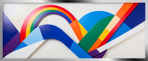 Fototapeta premium illustrazione con elementi geometrici astratti a tema contemporaneo, colori brillanti