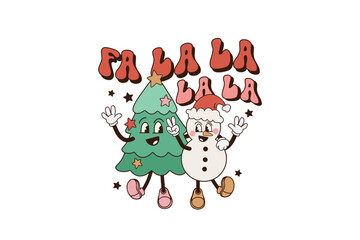 Fa la la Retro Christmas SVG Sublimation Design
