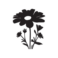 Daisy black Flower icon. Decorative daisy silhouettes. Vector illustration rose isolated on white background.