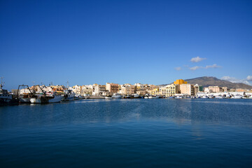 Fototapeta premium Summer view of Trapani harbor, Sicily, Italy, Europe