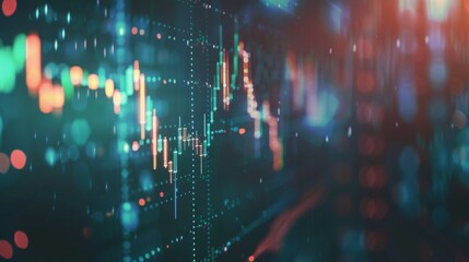 A close-up of a computer screen showing a detailed stock market graph with candlestick patterns.