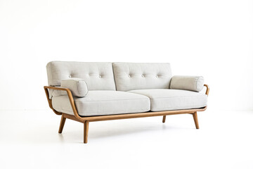 Light Grey Sofa with Wooden Frame