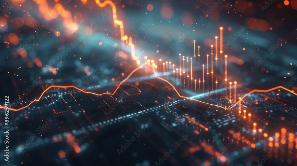 Aufkleber a detailed view of a stock graph showing market volatility and trend lines
