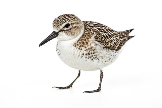 Sanderling (Calidris alba) Bird on White Background