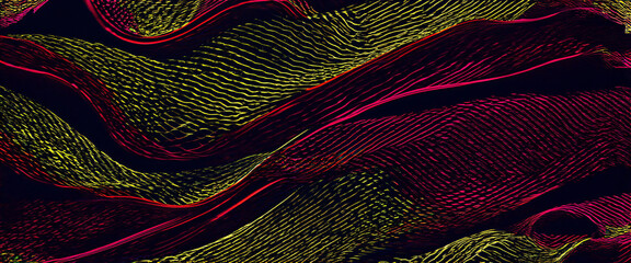 Abstract wavy background pattern in yellow mixed with pink