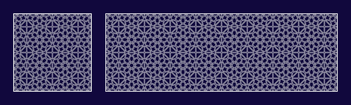 Islamic vector arabesque template decoration. Elegant decor in eastern style. Islam decorative symbol. Geometric floral motif for textile and fabric designs, arabic holidays cards. Black, white color