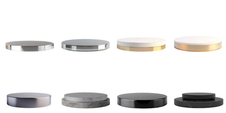 Empty podium transparent collection set in png no background for decoration.