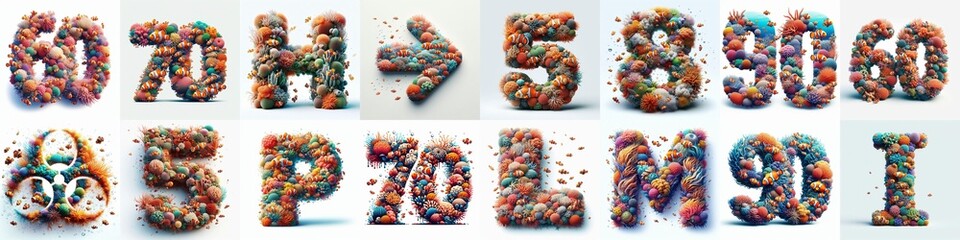 Underwater corals Lettering Typeface. AI generated illustration