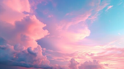 Serene sky with soft pastel hues blending seamlessly from pink to blue