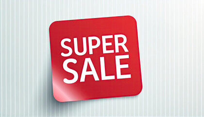 inscription Super sale squared red peel off sticker shopping advertising special offer