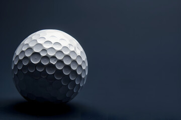 Stylish golf ball isolated on empty dark blue background.