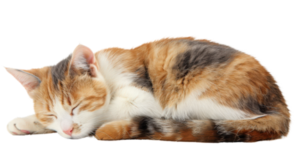 orange and white cat sleeping, tranparent, isolated background png