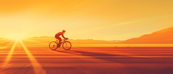 Obraz premium Silhouette of a cyclist riding into the sunset.