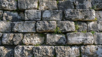 Obraz premium Detailed close-up of ancient stone masonry, showing intricate patterns and textures