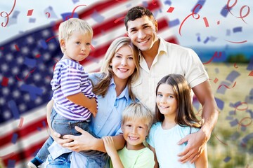 American family happy celebrating the 4th of July.