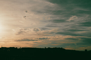 cloudy sunset sky in summer time