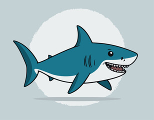 Cute shark smiling front view cartoon illustration stock illustration