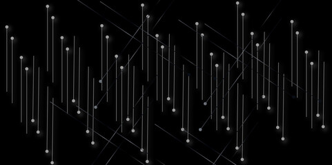 Technology abstract black digital background of connected dot with white stock lines. Abstract vector background and geometric pattern with connecting the dots and lines for banner design. 