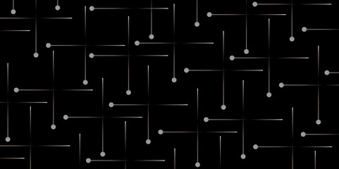 Technology abstract black digital background of connected dot with white stock lines. Abstract vector background and geometric pattern with connecting the dots and lines for banner design. 