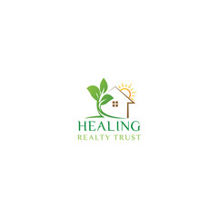 Healing Home Real Estate Sun Logo Design Template Vector
