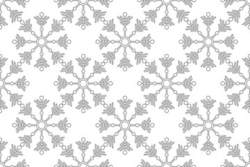 Fototapeta premium Monochrome black snowflakes seamless vector pattern for packaging paper Textile design wrapping paper napkin Winter holiday design Isolated background December mood New Year Christmas Xmas season