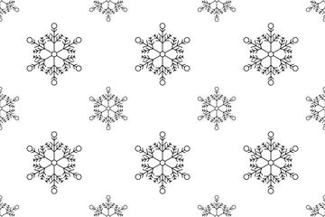 Monochrome black snowflakes seamless vector pattern for packaging paper Cards Textile design wrapping paper napkin Winter holiday design Isolated background December mood New Year Christmas mood