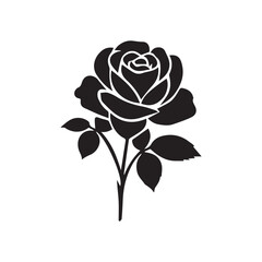 Rose black Flower icon. Set of decorative rose silhouettes. Vector illustration rose isolated on white background.