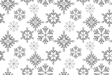 Monochrome snowflakes seamless vector pattern for packaging paper Cards Party Invitations Textile design wrapping paper napkin Winter holiday design Isolated background December mood