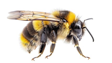 A cute bumblebee, light watercolor, isolate on white background, buzzes with charm